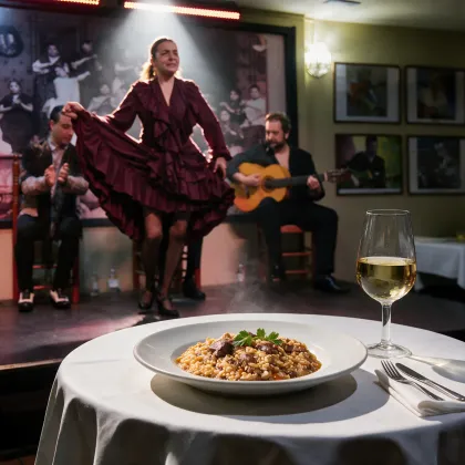Cena servida durante el espectáculo flamenco