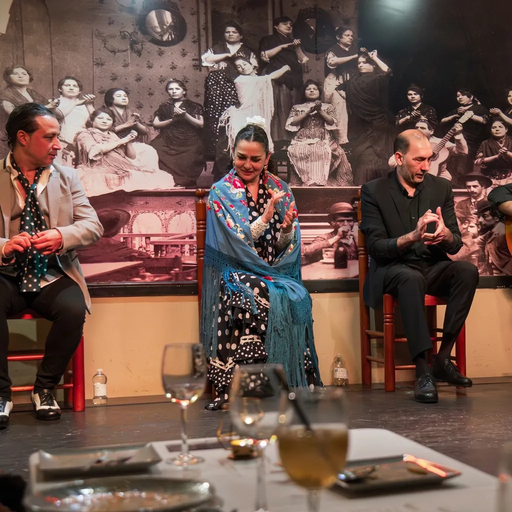 Espectáculo flamenco desde la mesa de cena