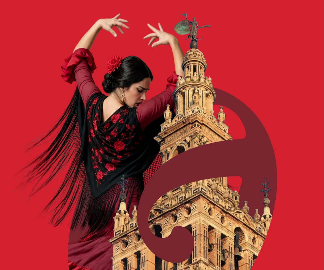 Danseuse de flamenco à côté de la Giralda de Séville